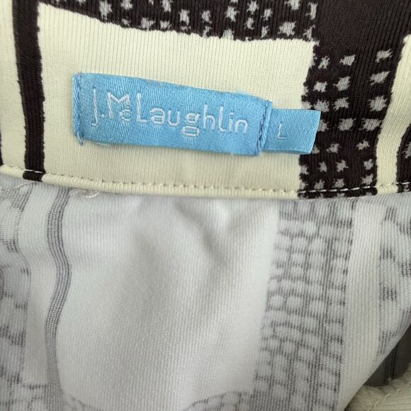 J. McLaughlin Catalina Knit Top Women Large Collar Henley Plaid Stretch Classic - Picture 5 of 10